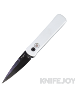 Pro-tech Knives BSW25.Godson.1 Godson Auto Satin DLC Blade with Clear Anodized Aluminum Handles and Black Hardware / Button / Clip