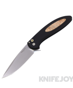Pro-Tech Knives BSW25.Cambria.1 Auto BLADE Show West 2025 Cambria Flipper with Stonewash Magnacut Blade and Black Handle with Maple Burl / Mosaic Pin Button / Satin Hardware / Black Clip