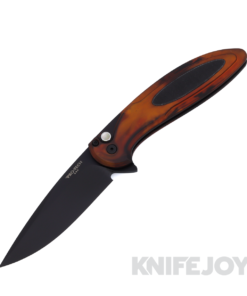 Pro-Tech Knives CF2103-DF "Del Fuego" Cambria 2 Flipper with DLC Magnacut Blade and Custom Del Fuego Aluminum Handle with Black G10 Inlay / Black Lip Pearl Button / Hardware / Clip