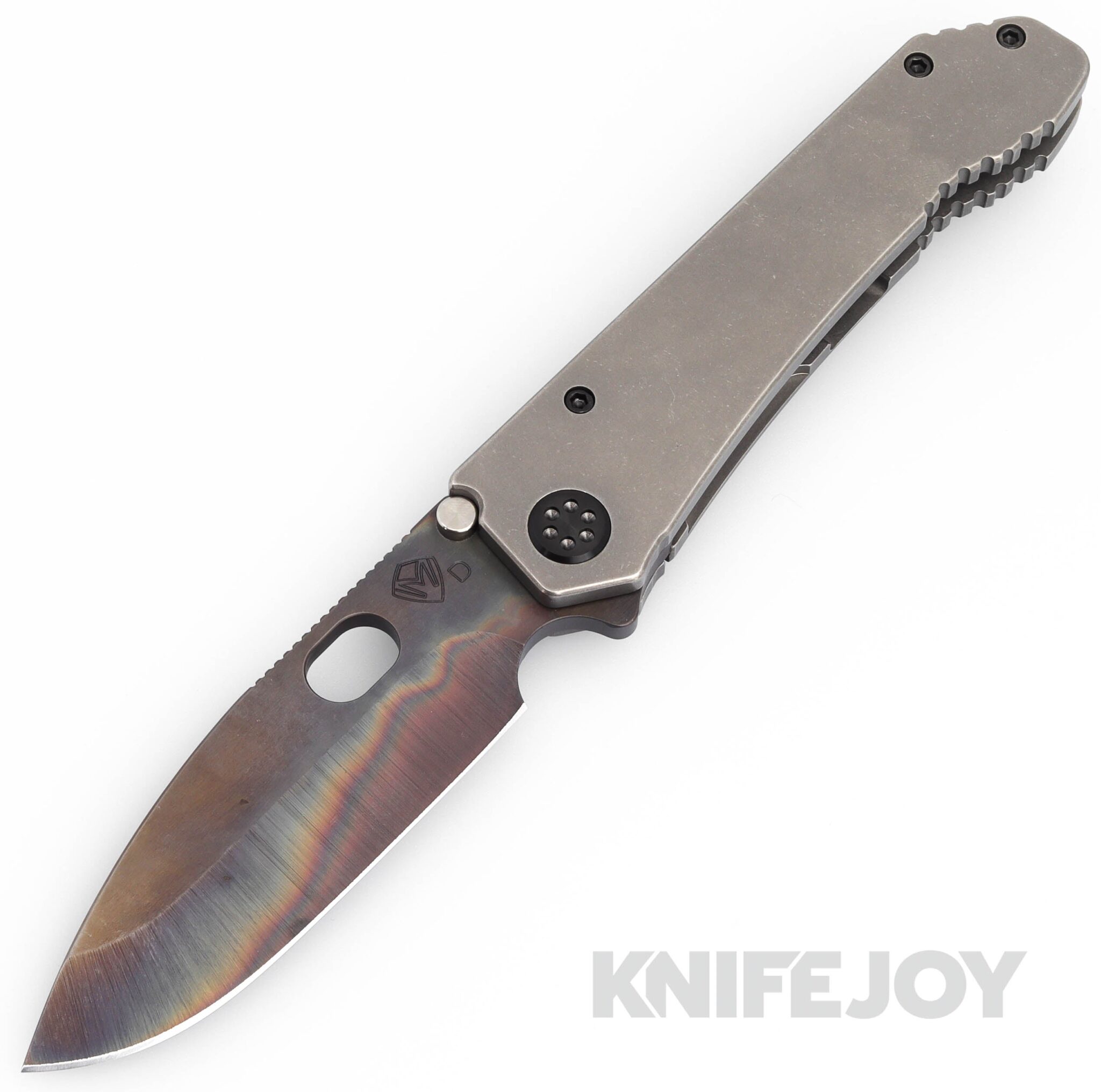 Medford Knives 187DP D2 Vulcan Drop Point Blade with Old School Tumbled Handles/ Black DLC Hardware/ DLC Clip