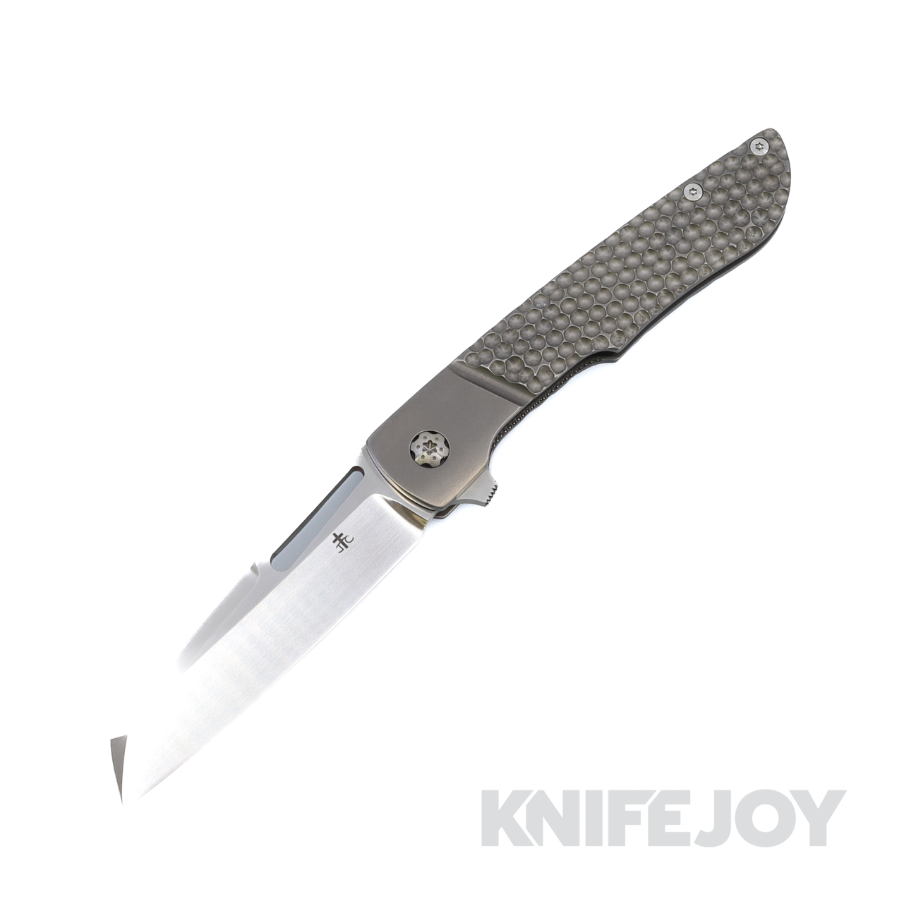 Jason Clark Custom Knives Model #48 Linerlock Flipper CPM 154 Blade with Titanium Milled Dimple Texture Handles