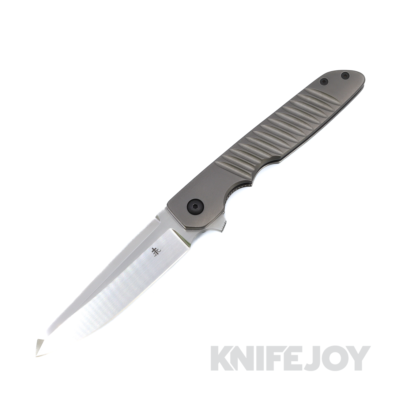 Jason Clark Custom Knives Model #65 Linerlock Flipper CTS XHP Blade with Titanium Milled Impala Texture Handles