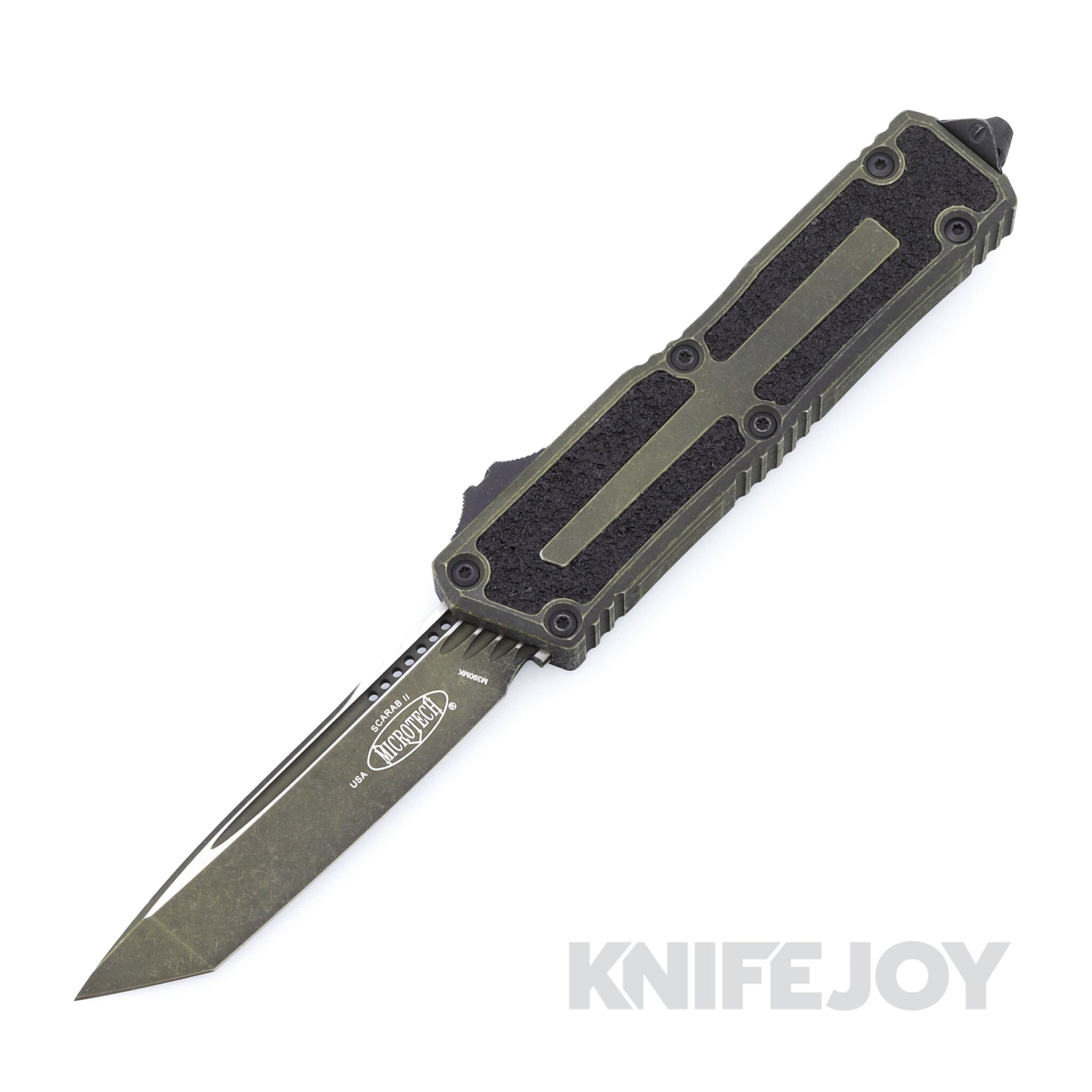 MICROTECH 1279-1WGG Scarab II GEN III Auto OTF Tanto Edge Standard Blade with Weathered Grenade Green Aluminum Handles