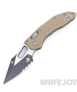 MICROTECH 169RL-2FLGTTA Borka Stitch RAM-LOK Folding Knife Black Partially Serrated Blade with Fluted Tan G10 Handles