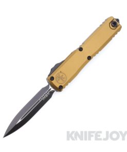 MICROTECH 11224-1TA Ultratech Gen IV OTF Auto Double Edge Black Standard Blade with Tan Aluminum Handles