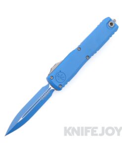 MICROTECH 1122-1BL-C1Z13 Auto Ultratech Gen III ZBP OTF Double Edge Standard Blue Cerakote Blade with Blue Cerakote Aluminum Handle and Apocalyptic Hardware