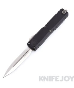 MICROTECH 11224-10 Ultratech Gen IV OTF Auto Double Edge Stonewash Standard Blade with Black Aluminum Handles