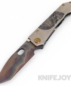 Medford Knives 187DP D2 Vulcan Tanto Blade with Tumbled Paisley Skull Handles/ Bronze Hardware/ Brz-Violet Fade Clip