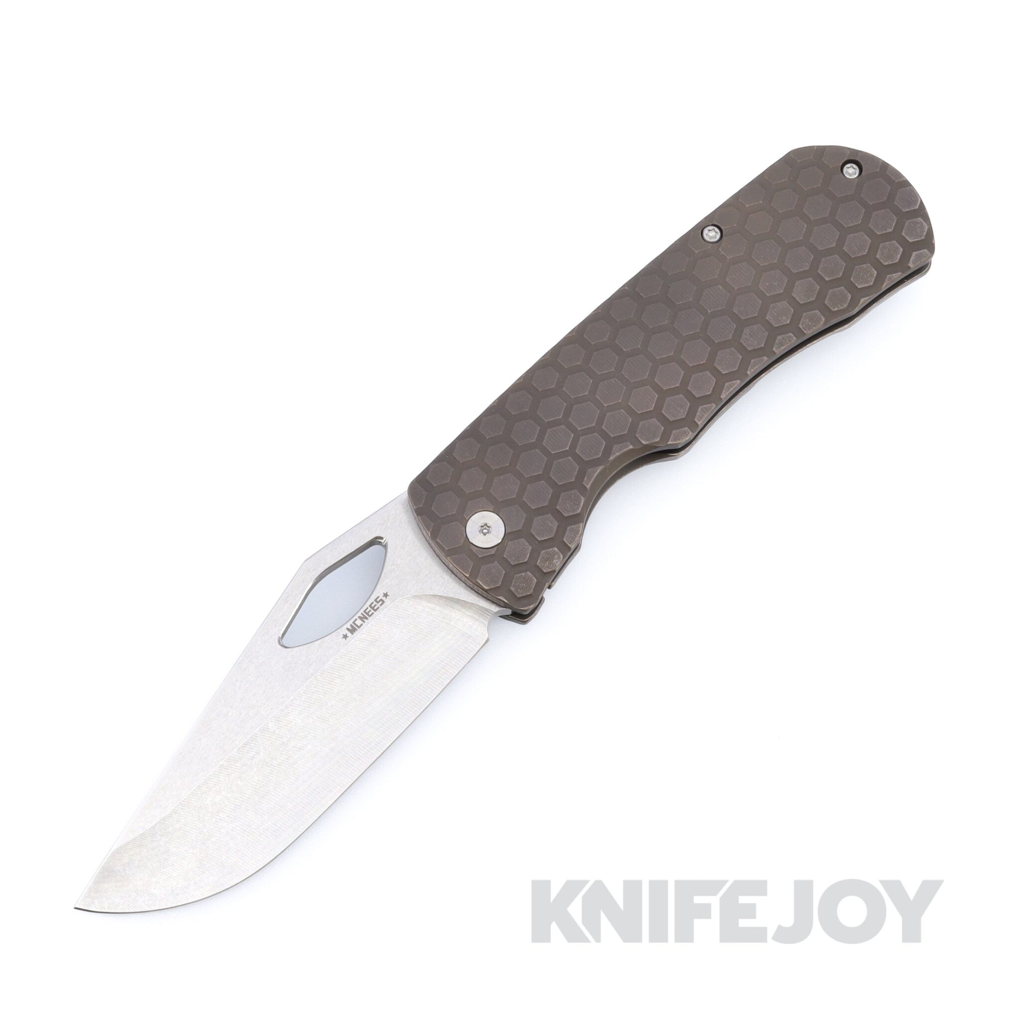 McNees Knives DX Dixon 3.75" Satin Stonewash Magnacut Blade and Honeycomb Bronze Titanium Handles
