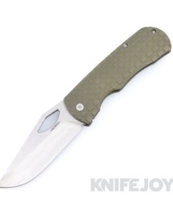 McNees Knives DX Dixon 3.75" Satin Stonewash Magnacut Blade and Frag Textured Green / Bronze Titanium Handles