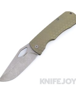 McNees Knives DX Dixon 3.75" Stonewash Magnacut Blade and Honeycomb Green / Bronze Titanium Handles