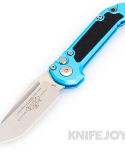 MICROTECH 1136-10TQ Auto L.U.D.T. GEN III Auto Tanto Edge Stonewash Standard Blade with Turquoise Aluminum Handles