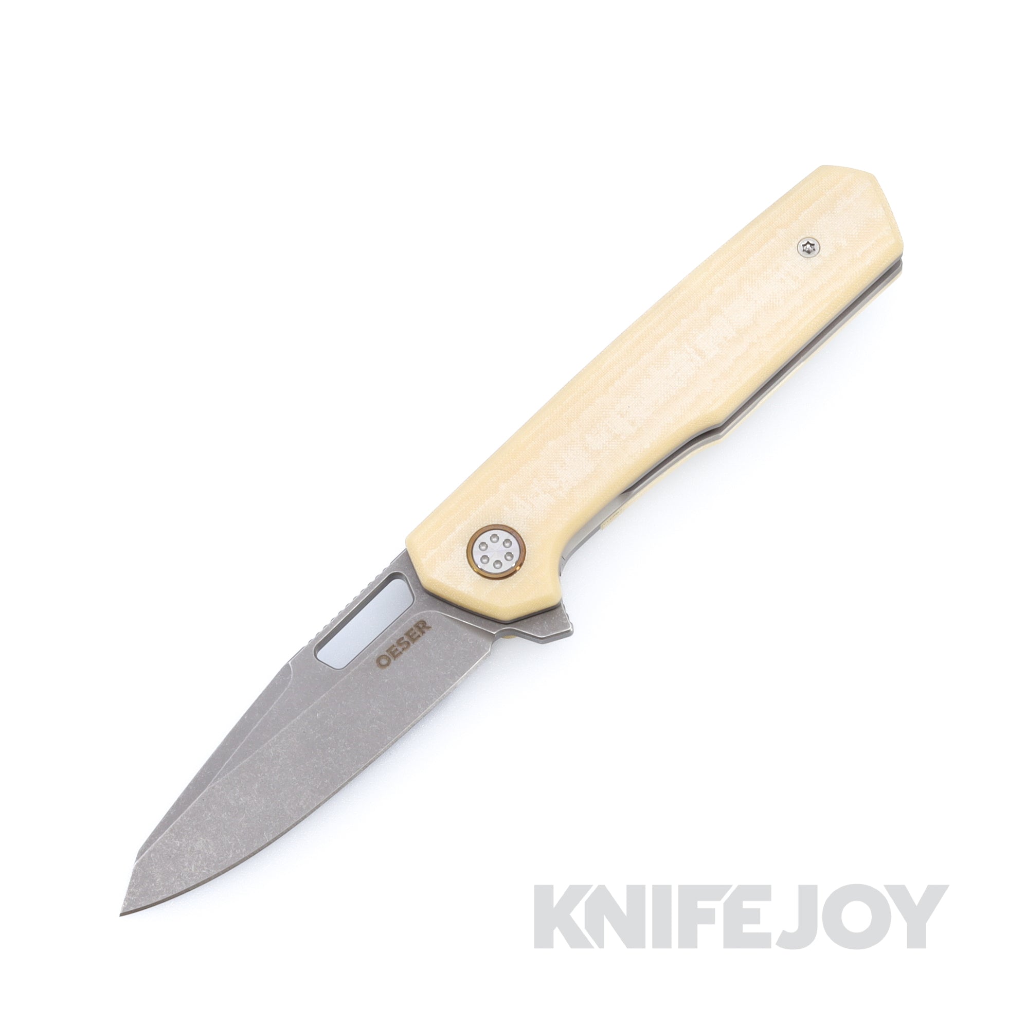 Mechforce x Oeser Collab Nebo V2 Folder with Acidwash ELMAX Blade and Antique Linen Micarta Handles