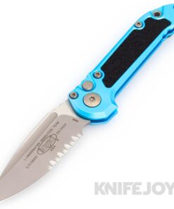 MICROTECH 1135-11APTQ Auto L.U.D.T. GEN III Auto Tanto Edge Apocalyptic Partially Serrated Blade with Turquoise Aluminum Handles