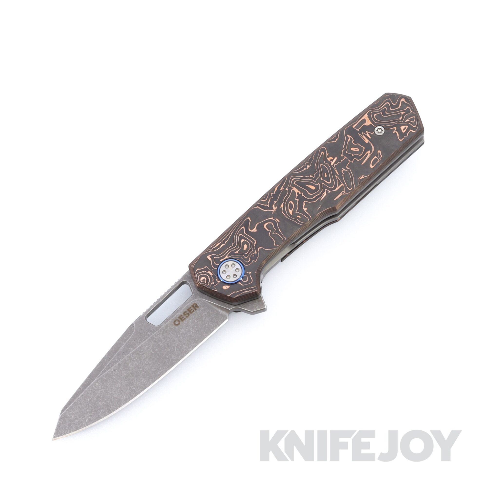 Mechforce x Oeser Collab Nebo V2 Folder with Acidwash ELMAX Blade and Copper Carbon Fiber Handles