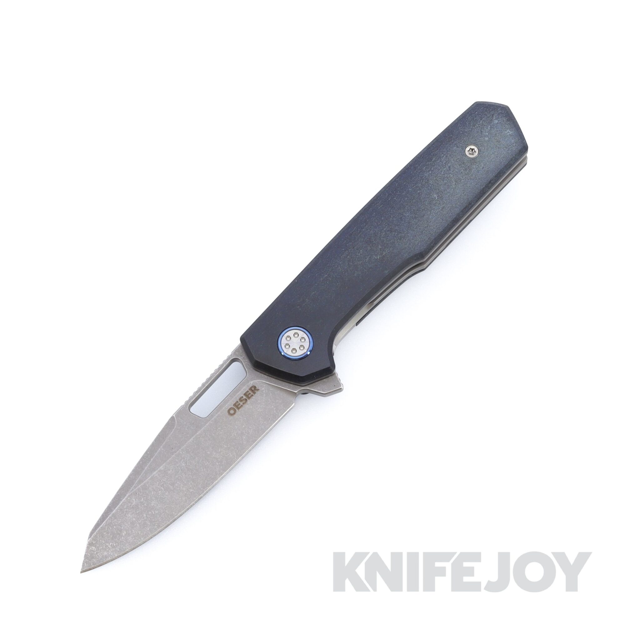 Mechforce x Oeser Collab Nebo V2 Folder with Acidwash ELMAX Blade and Blue Richlite Handles