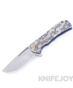 Doc Shiffer Knives Field Grade Recon Folder Magnacut Blade with Blue Skull Anodized Titanium Handles