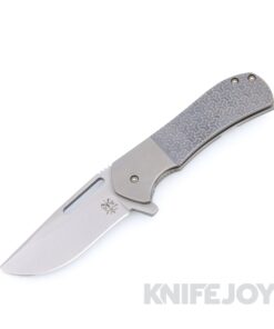 Doc Shiffer Knives Field Grade Recon Folder Magnacut Blade with Blue Angle Textured Titanium Handles and Matte Bolster