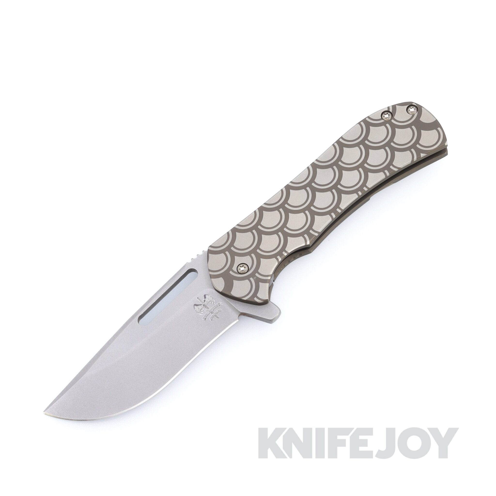 Doc Shiffer Knives Field Grade Recon Folder Magnacut Blade with Bronze Seashell Anodized Titanium Handles