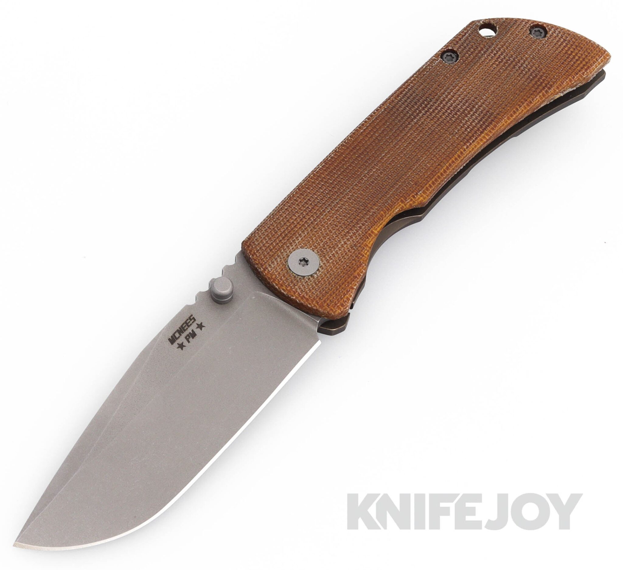 McNees Knives PM Mac2 3.5"- Gen2 Magnacut Blade and Atomic Natural Micarta Titanium Handles