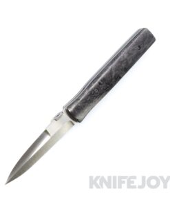 Chuck Gedraitis Custom Knives Ice Pick L2 Folding Knife Nitro-V Spearpoint Blade and Marbled Black Carbon Fiber Scales with Reactive Green Glow / Ti Liners and Hardware