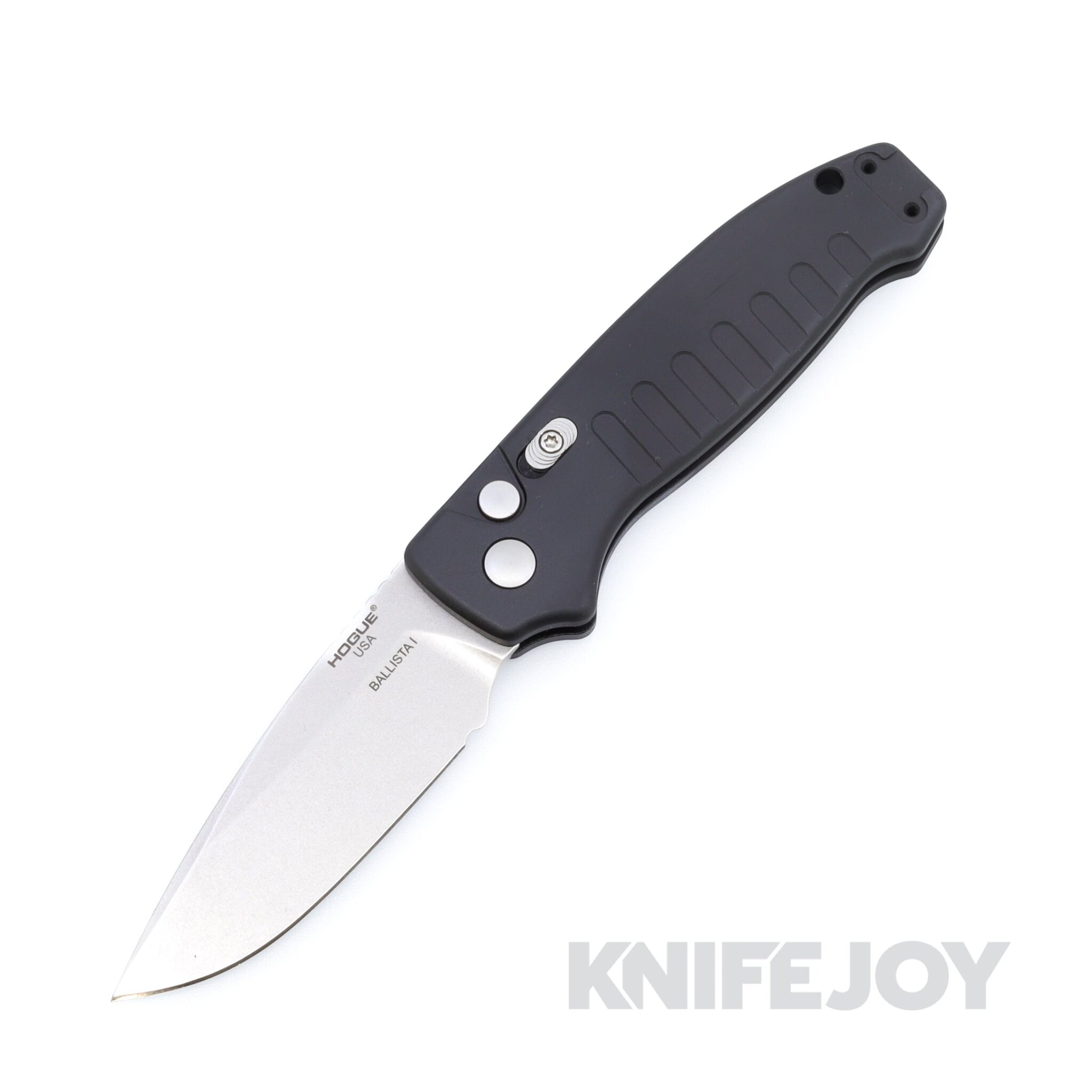 Hogue 64136 Ballista I Auto Folder Drop Point Tumbled 154CM Blade with Matte Black Anodized Textured Aluminum