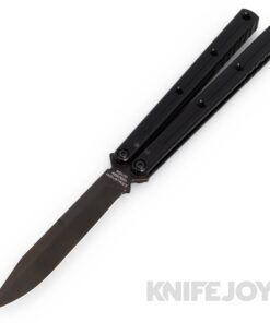 Squid Industries Knives Krake Raken Weehawk V3 Balisong Butterfly Knife Black Blade with Inked Black Handles