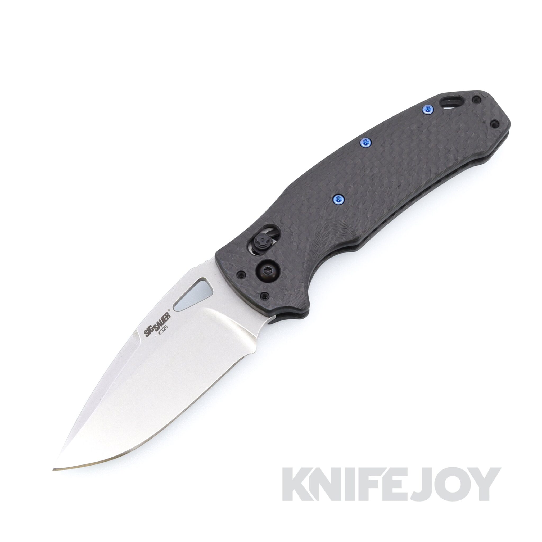 SIG Sauer by Hogue 36391-LIM K320 Collector Series Manual Folder Tumbled Drop Point Blade with Black Carbon Fiber Frame