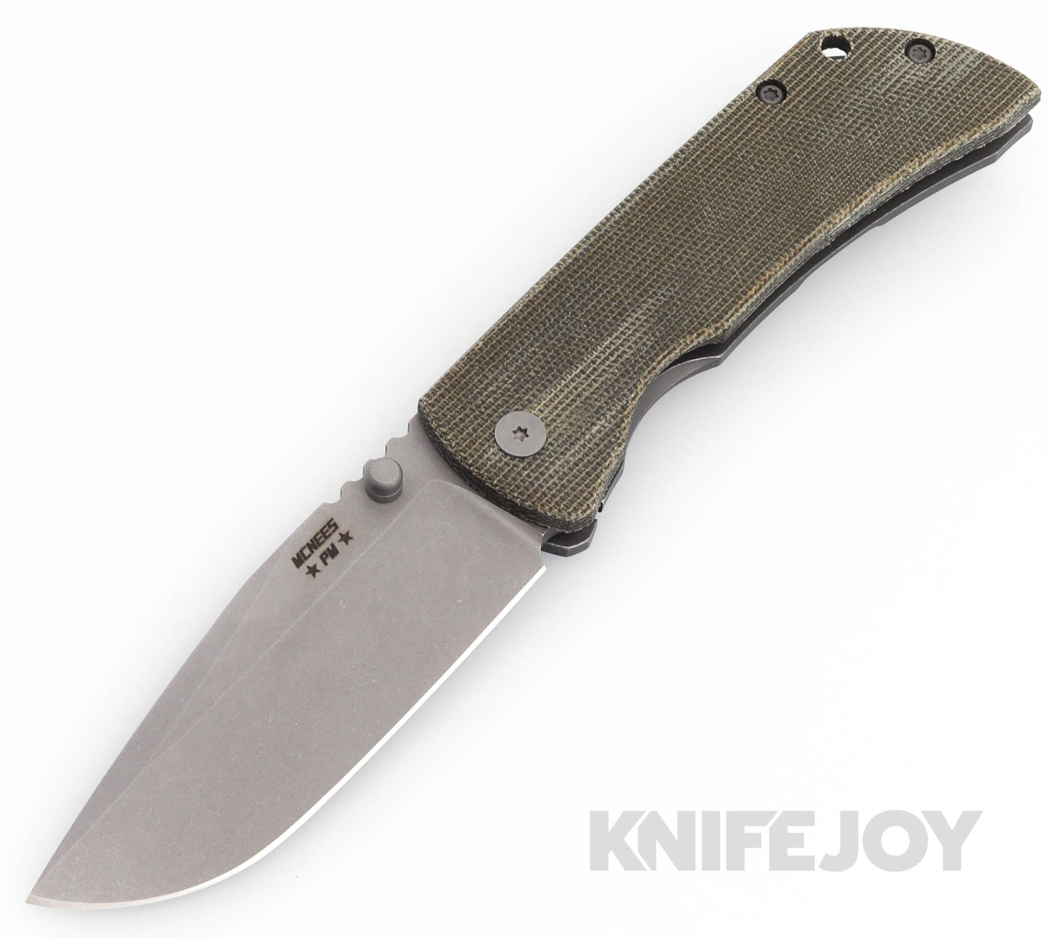 McNees Knives PM Mac2 3.5"- Gen2 Magnacut Blade and Atomic Green Micarta Titanium Handles