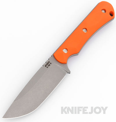 McNees Knives PM Ridge Runner Atomic Stonewash 3V Blade and Orange G10 Handles