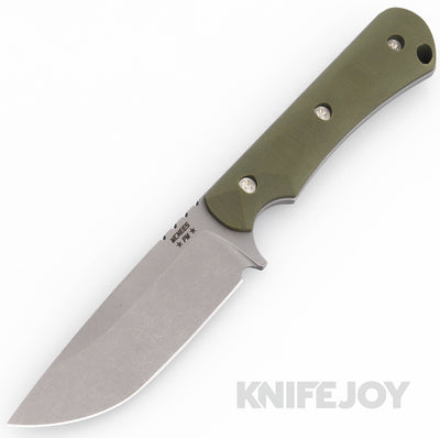 McNees Knives PM Ridge Runner Atomic Stonewash 3V Blade and O.D. Green G10 Handles