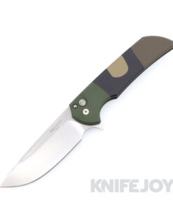Pro-tech Knives Mordax KnifeJoy Exclusive Stonewash Magnacut Blade with M81 Camo Cerakote Aluminum Handles / Black Lip Mother of Pearl Button / Black Hardware / Black Titanium Clip