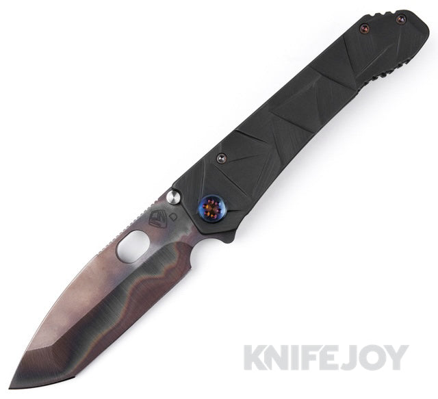 Medford Knives 187 DPT D2 Vulcan Tanto Blade with DLC Stained Glass Handles/ Flamed Hardware/ DLC Clip