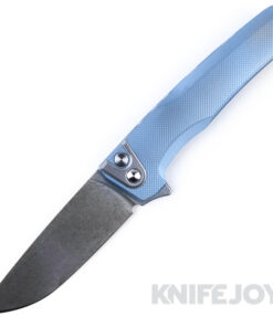 MachineWise Sonora Button Lock Folder Lightwash Magnacut with Blue Diamond Textured Grade 5 Integral Titanium Handles