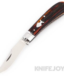 Grayson Jennings Custom Knives Trapper SlipJoint Magnacut Blade with Amber Sambar Stag Handles