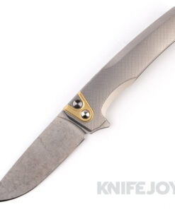 MachineWise Sonora Button Lock Folder Lightwash S35VN with Diamond Textured Grade 5 Integral Titanium Handles/ Brass Bolster