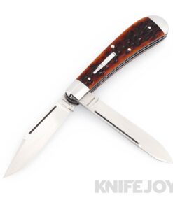 Grayson Jennings Custom Knives Prototype Remington HTT SlipJoint Magnacut Blade with Amber Jig Bone Handles