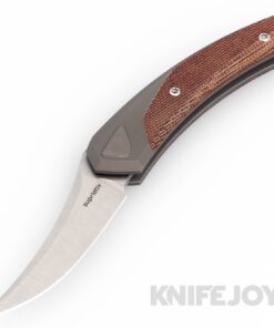 Suprlativ The Piranha Rare Earth Magnetic Lock Folder CPM-M4 Belt Satin Persian Blade with Bolstered Titanium/ Orange Micarta Handles