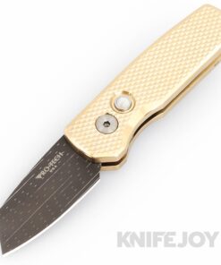 Pro-tech Knives PTR-RUNT5-BSA-STARFIRE Auto Runt 5 Atlanta Blade Show 2024 Reverse Tanto Nichols "Star Fire" Damascus Blade with AlBronze Textured Handles