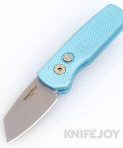 Pro-tech Knives PTR5405-T.BLUE Auto Runt 5 Reverse Tanto Stonewash Magnacut Blade with Tiffany Blue Textured Handles