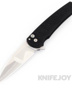 Pro-tech Knives PTMALIBU-ATL24.001 Malibu Flipper Custom.001 Irie Ground Mirror Wharncliffe Blade with Black Nexus 25th Anniversary Textured Handles/Pearl Button