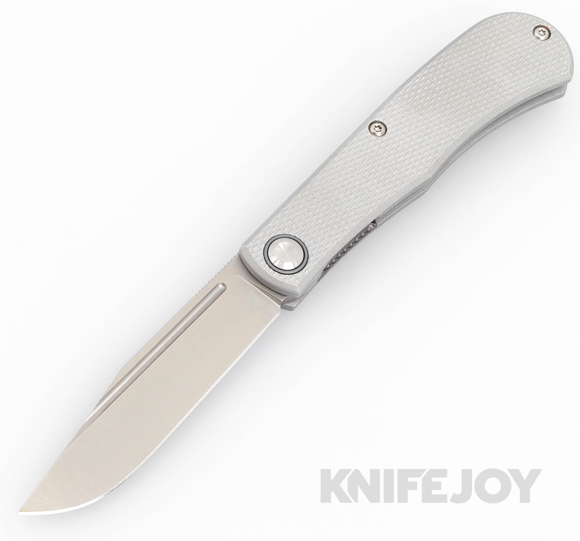 Daedalus Knife Co. "The Lab" Model Front Flipper Satin Blade with Grey Aluminum Handles