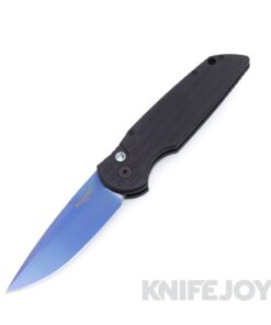Pro-tech Knives TR-3 SB MC Tactical Response 3 Auto Folder Plain Edge Clip Point Sapphire Blue Magnacut Blade with Grooved Black Aluminum Handle