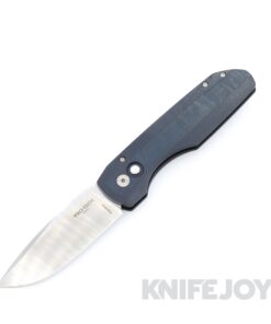 Pro-Tech VERO1210-LTD BLUE LINEN MIC Auto Synapse Magnacut Blade with Black Thick Back Aluminum Handle and Blue Linen Micarta Lid / Vero Ti Clip