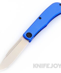 Daedalus Knife Co. "The Lab" Model Front Flipper Satin Blade with Blue Aluminum Handles