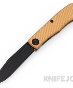 Daedalus Knife Co. "The Lab" Model Front Flipper Blackwash Blade with Bronze Aluminum Handles