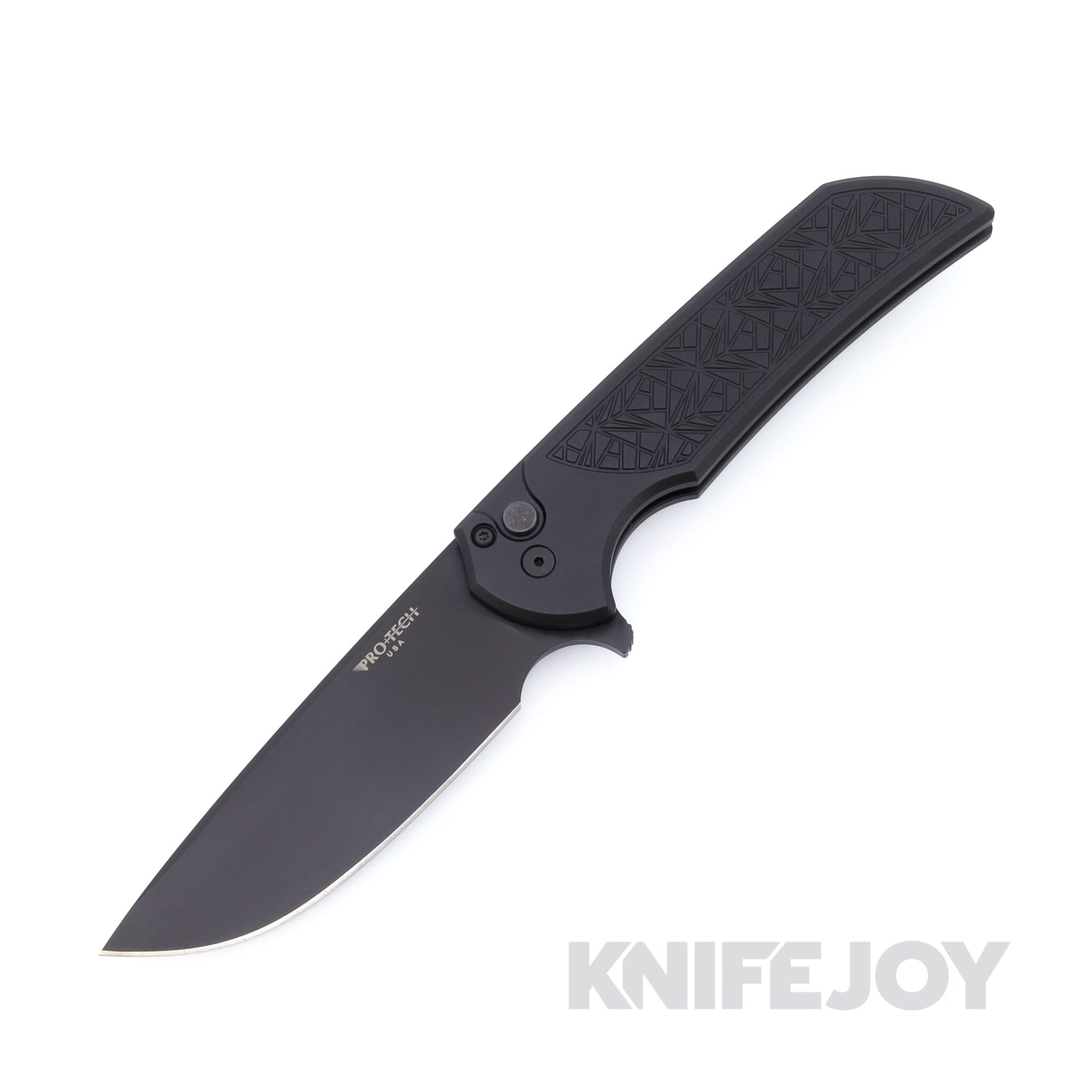 Pro-tech Knives MX106-NEXUS Mordax Flipper Black DLC Magnacut Plain Blade with Nexus Textured Black Handle