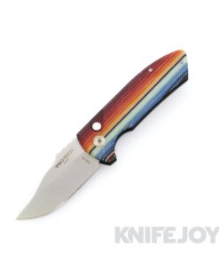 Pro-tech Knives LG421-Mex. Blanket SBR Auto Stonewash S35VN Blade with Custom G-Carta "Mexican Blanket" Micarta Lid / Black Back / Pearl Button