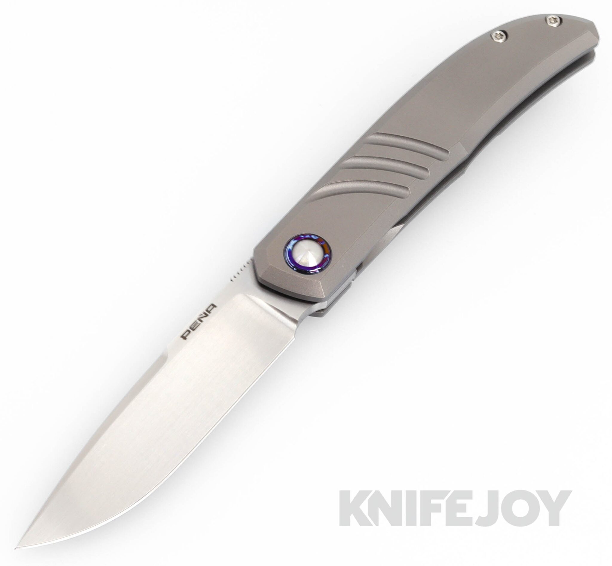 Enrique Pena Custom Rio Grande Front Flipper Plain Satin Blade with Titanium Scales/ Dark Mokuti Clip and Spacer