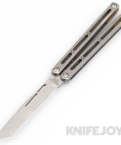 Squid Industries Knives Hydro Balisong Butterfly Knife Stonewashed Blade with Titanium Handles